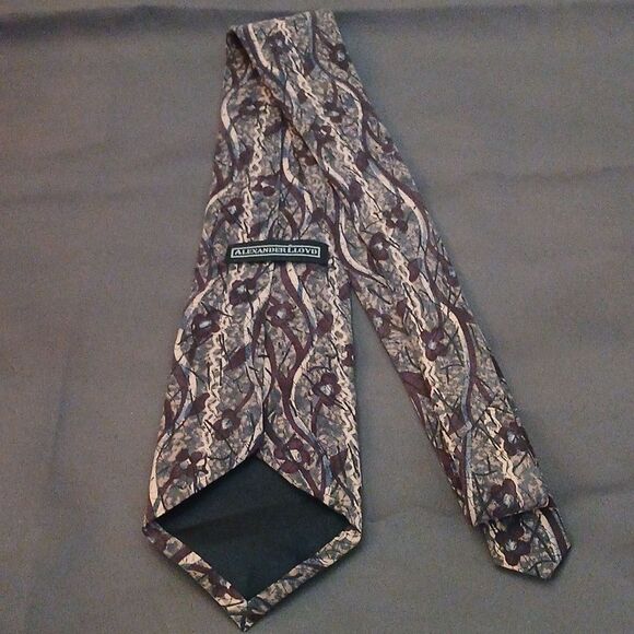 Alexander Llyod brown gray cream color silk tie NWOT - Picture 5 of 7